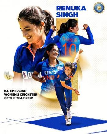 रेणुका सिंह को ICC महिला इमर्जिंग क्रिकेटर ऑफ द ईयर 2022 नामित गया किया