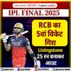 RCB का 5वां विकेट गिरा, Livingstone 25 रन बनाकर आउट