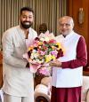 भारतीय क्रिकेटर हार्दिक पांड्या ने सी.पी. राधाकृष्णन से की शिष्टाचार भेंट  