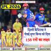 DC vs CSK : दिल्ली कैपिटल्स ने चेन्नई सुपर किंग्स को दिया 156 रनों का लक्ष्य