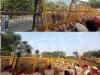 आम आदमी पार्टी की ओर से भाजपा कार्यालय के बाहर प्रदर्शन
