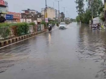 अंबाला में भारी बारिश के कारण हुआ जलभराव