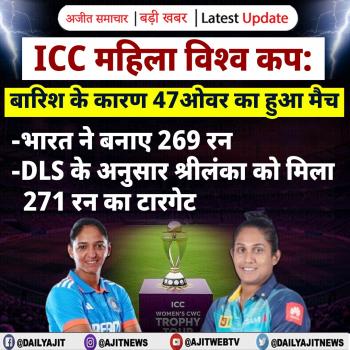 ICC महिला विश्व कप: भारत ने श्रीलंका के खिलाफ 269 रन बनाए